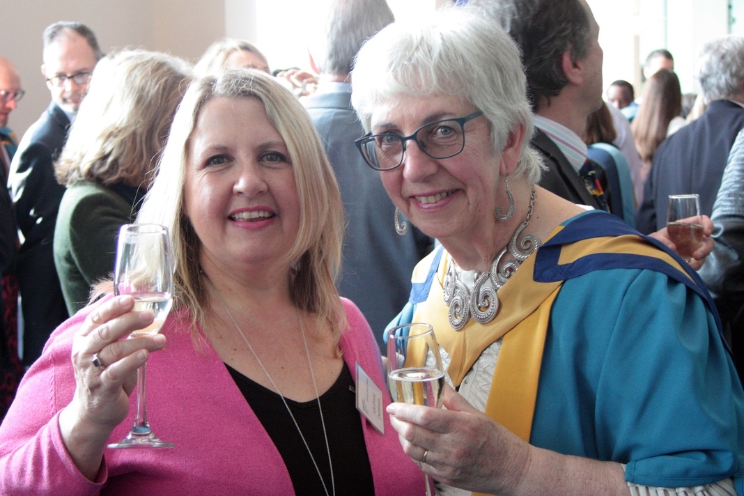 Celebrating with Julia Gracey, chair of Poole branch