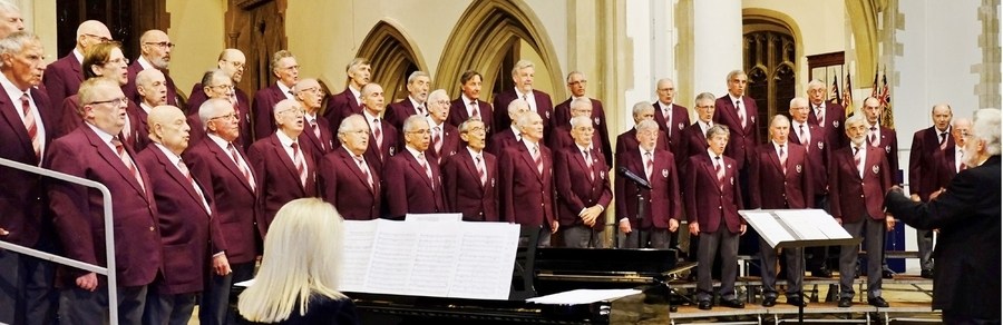Wide picture of Reading Male Voice Choir during a concert